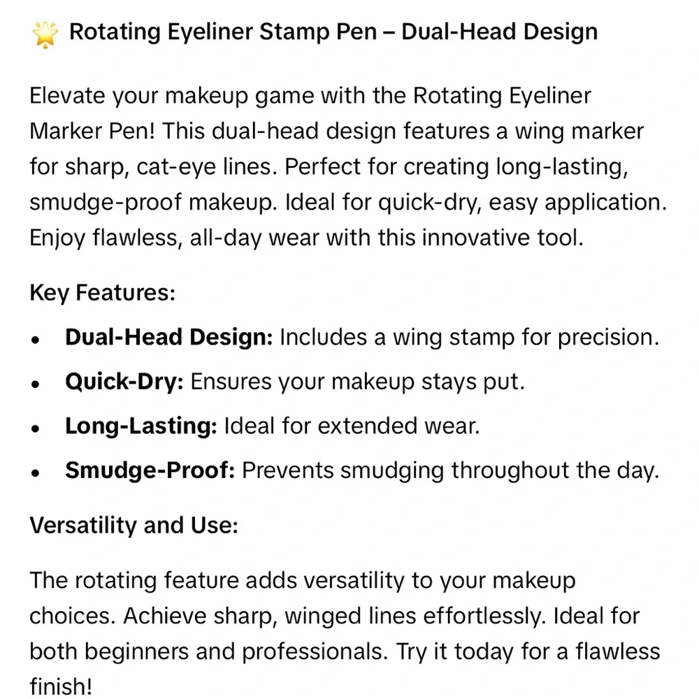 Rotating Eyeliner Stamp Pen: Quick-Dry, Long-Lasting, Smudge-Proof (Black)